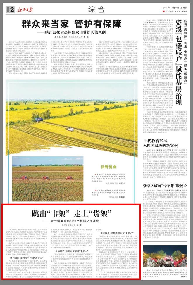 开云电竞网站:【媒体聚焦】跳出“书架”走上“货架”——青云谱区跑出知识产权转化加速度(图1)